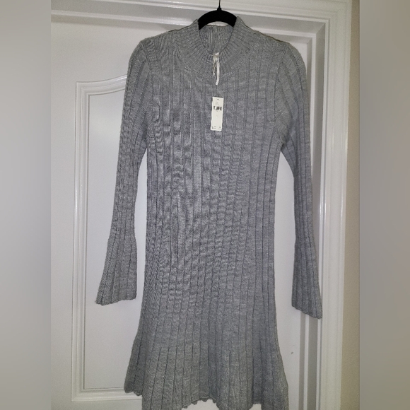 NWT Grey Anthropologie Ribbed Knit Sweater Dress Size Large Retail $138.00 🩶 - Picture 15 of 15